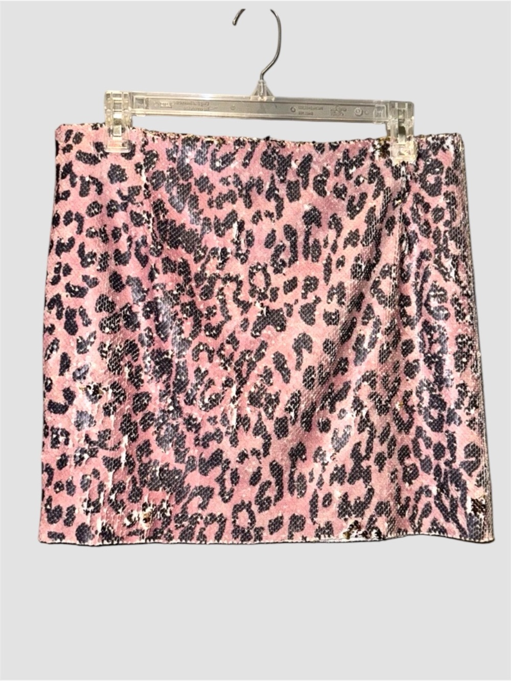 Free People One Pink Grey Cheetah Matte Mermaid Sequin Mini Skirt 6 FP One